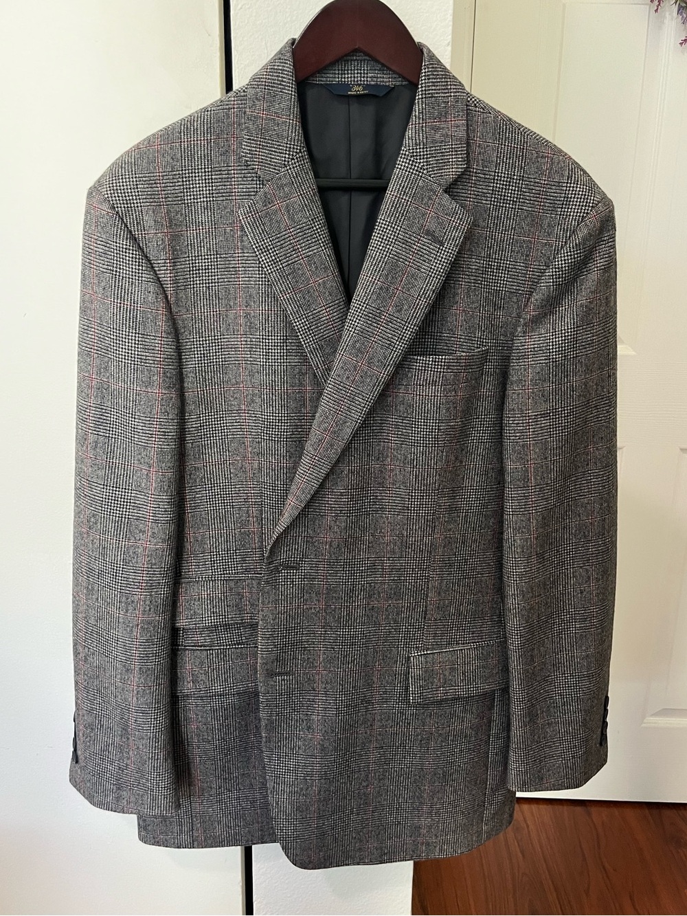 Brooks Brothers Gray Glen Plaid Blazer with Red Windowpane
